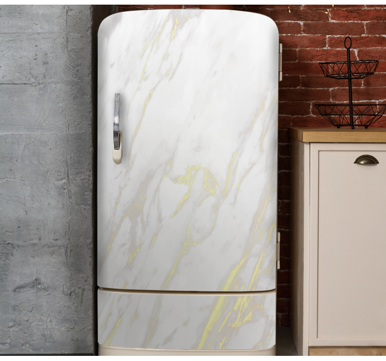 Kühlschrank Aufkleber Weißer und goldener designmarmor - TenStickers