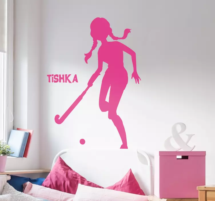 Personalisierbares Hockey Spielerin Wandtattoo - TenStickers