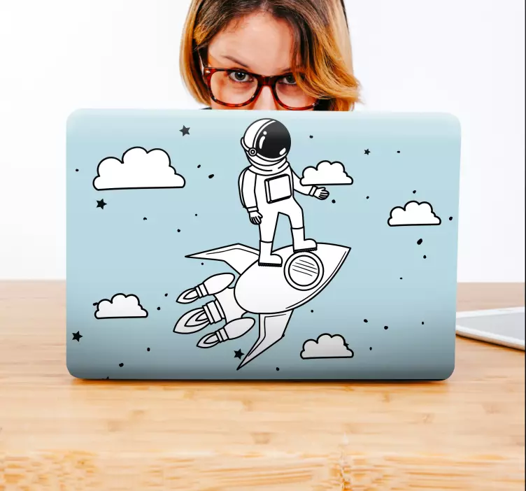 Laptop sticker astronauten raketen abenteuer - TenStickers