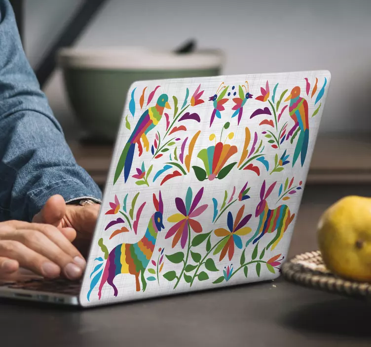 Laptop Aufkleber bunte tierblumen - TenStickers