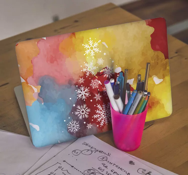 Laptop Aufkleber buntes schneeflockenmuster - TenStickers