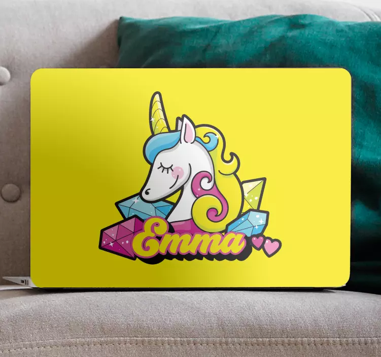 Laptop Aufkleber benutzerdefiniertes einhorn mit edelsteinen - TenStickers