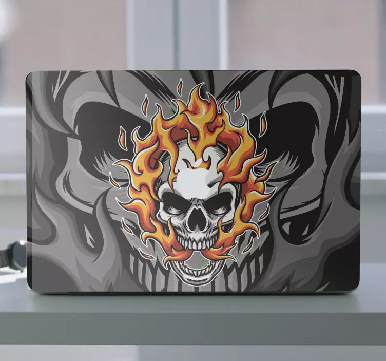 Laptop Aufkleber flammendes totenkopf-design - TenStickers