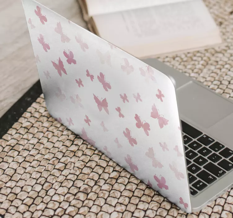 Laptop Aufkleber flatternde rosa schmetterlinge - TenStickers