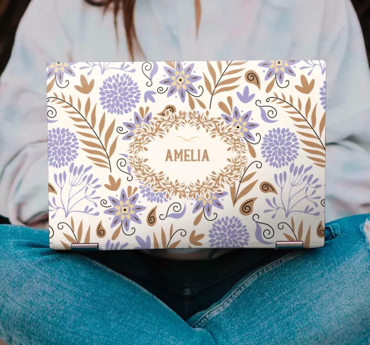 Laptop Aufkleber florales personalisiertes cover - TenStickers