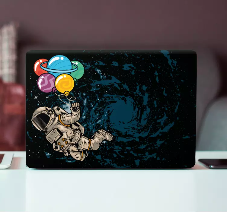 Laptop sticker kosmonaut mit ballons - TenStickers