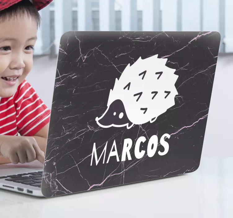Laptop aufkleber mit charmantem igelmotiv - TenStickers