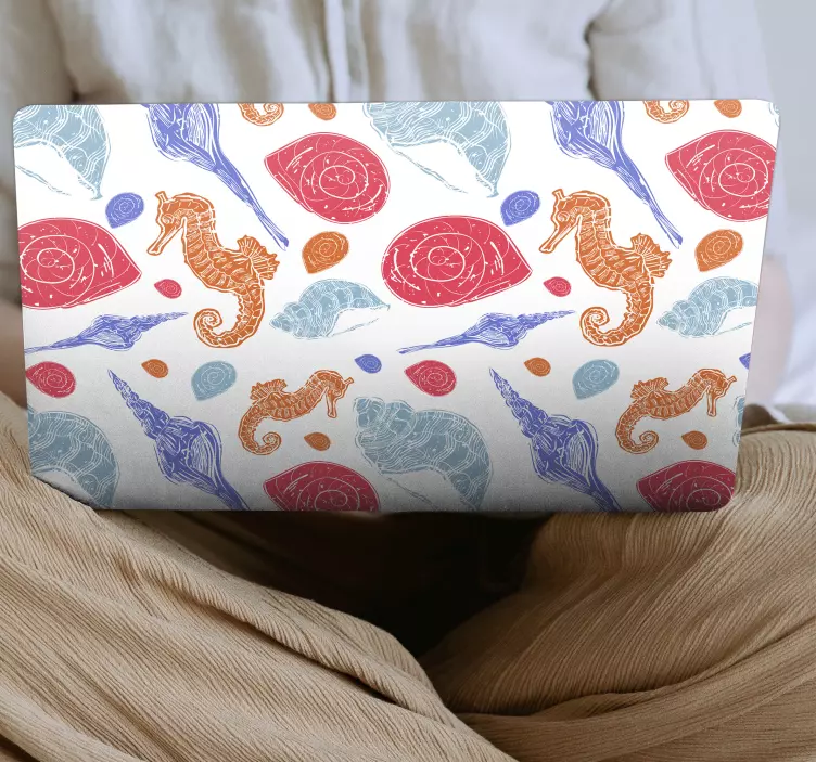 Laptop aufkleber mit seepferdchen muschelmuster - TenStickers