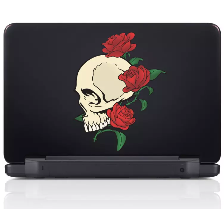 Laptop Aufkleber Totenkopf mit Rosen - TenStickers