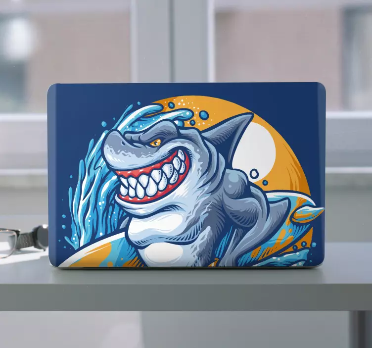 Laptop Aufkleber surfing shark - TenStickers