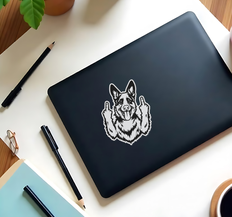Laptop Sticker mittelfinger hund - TenStickers