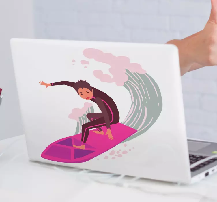 Laptop Sticker surf-cartoon-figur - TenStickers