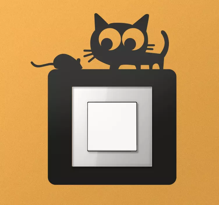 Lichtschalter Sticker Katze und Maus - TenStickers