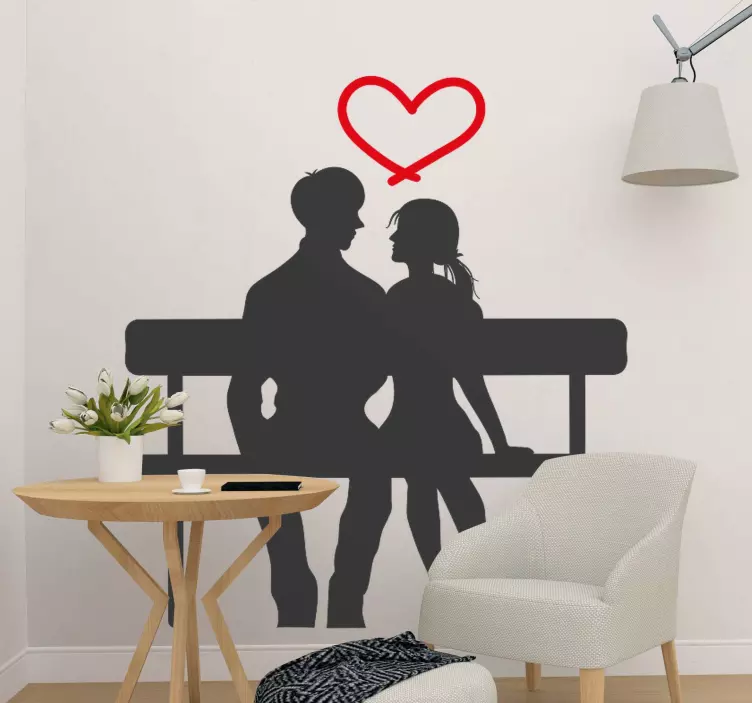 Liebe Sticker paar silhouette herz - TenStickers