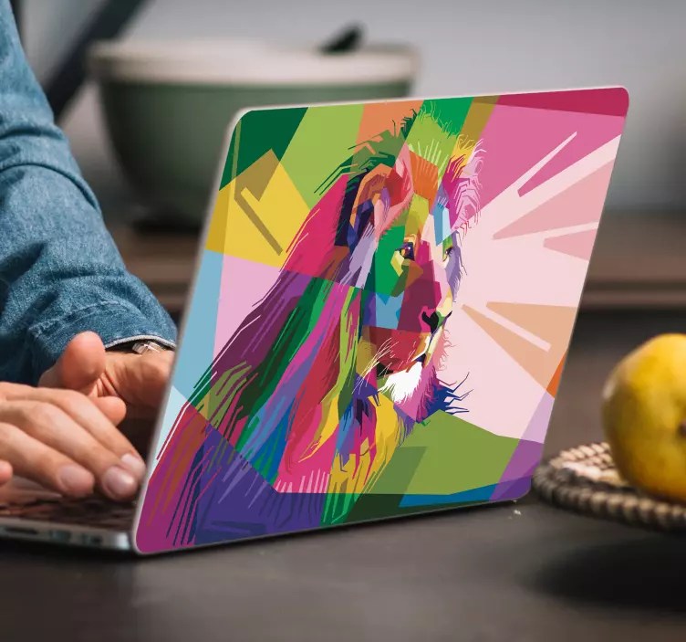 Löwe Kaleidoskop Laptop Aufkleber - TenStickers