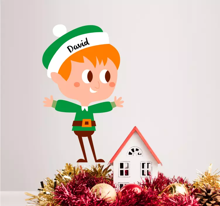 Männlicher Elf personalisierbarer Weihnachtsaufkleber - TenStickers