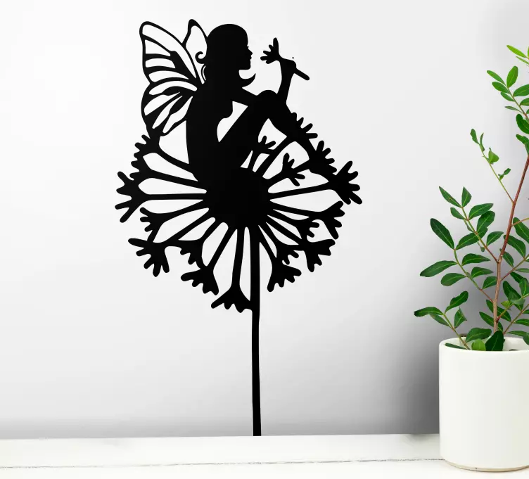 Wandtattoo Märchen Silhouette fee und löwenzahn - TenStickers