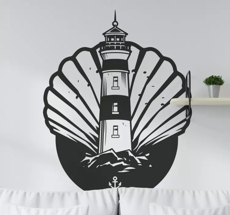 Maritimes Leuchtturm und Muscheln Wandtattoo - TenStickers