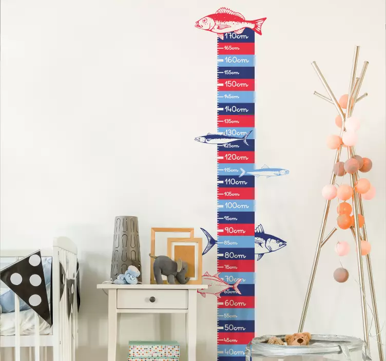 Messlatte Wandtattoo Fische Handgezeichnet - TenStickers