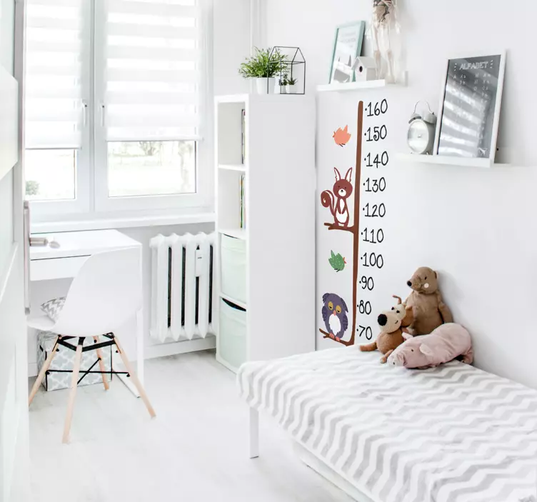 Wandsticker Messlatte Eulen- und kaninchen-höhentabelle - TenStickers