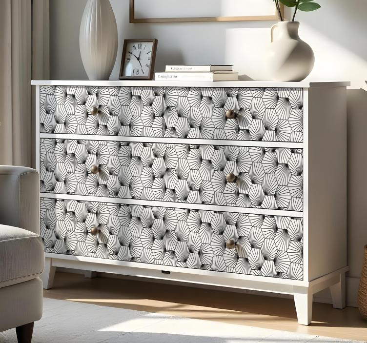 Möbelfolie sechseckiges muster mit linien - TenStickers