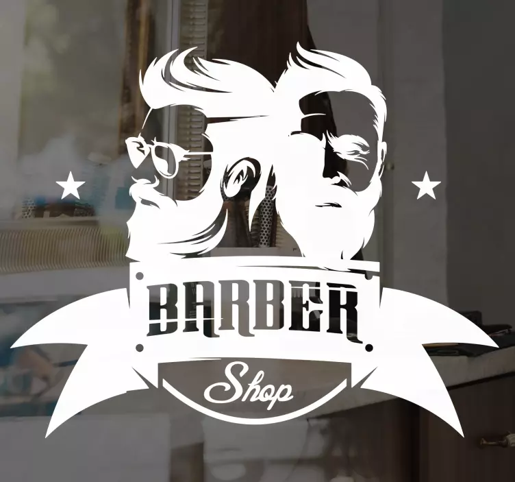 Wandtattoo Mode Klassischer friseurladen mit männern - TenStickers