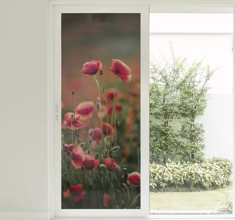 mohnblumen Feld Wandtattoo Fenster - TenStickers