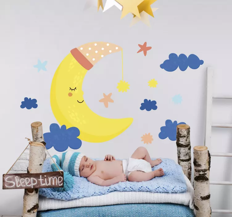 Mond und sterne illustration aufkleber - TenStickers