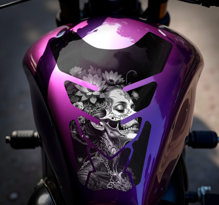 Motorrad Folie bemalte skelettdame - TenStickers