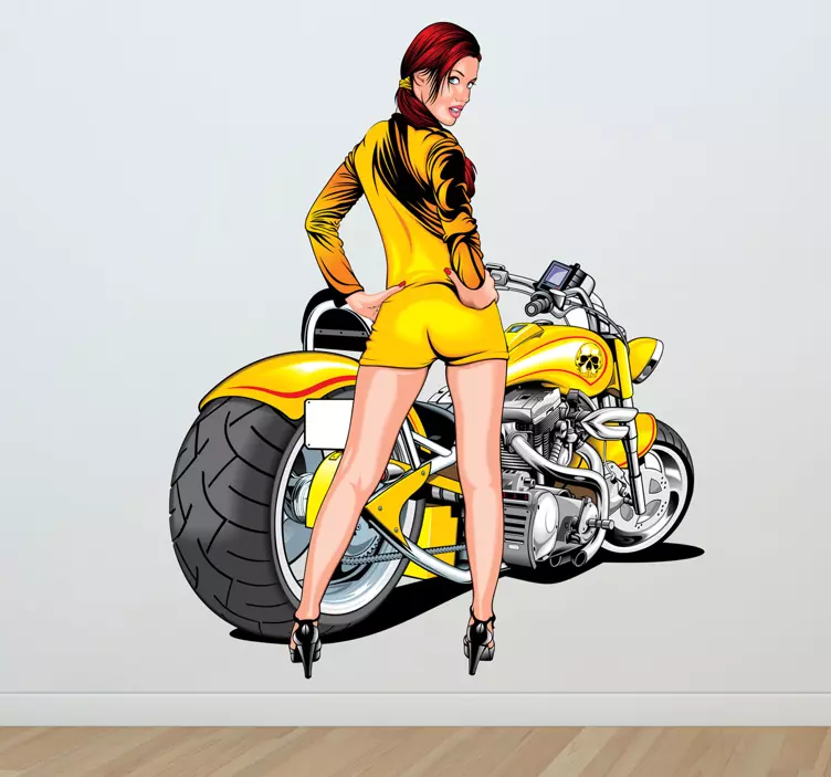 Motorrad Sexy Frau Sticker - TenStickers