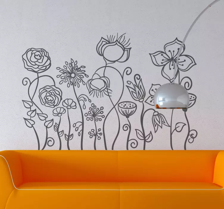 Niedliches Blumenranken Wandtattoo Wohnzimmer - TenStickers