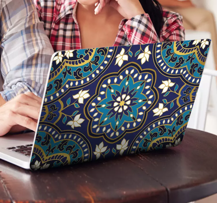 Laptop Aufkleber Blautöne mandala - TenStickers