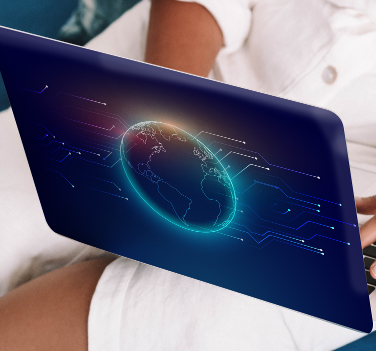 Laptop Aufkleber Geometrische telekommunikations-weltkarte - TenStickers