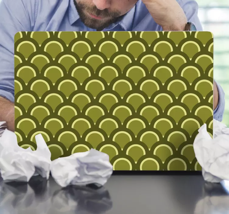 Laptop Aufkleber Grüne wellen der 70er jahre - TenStickers