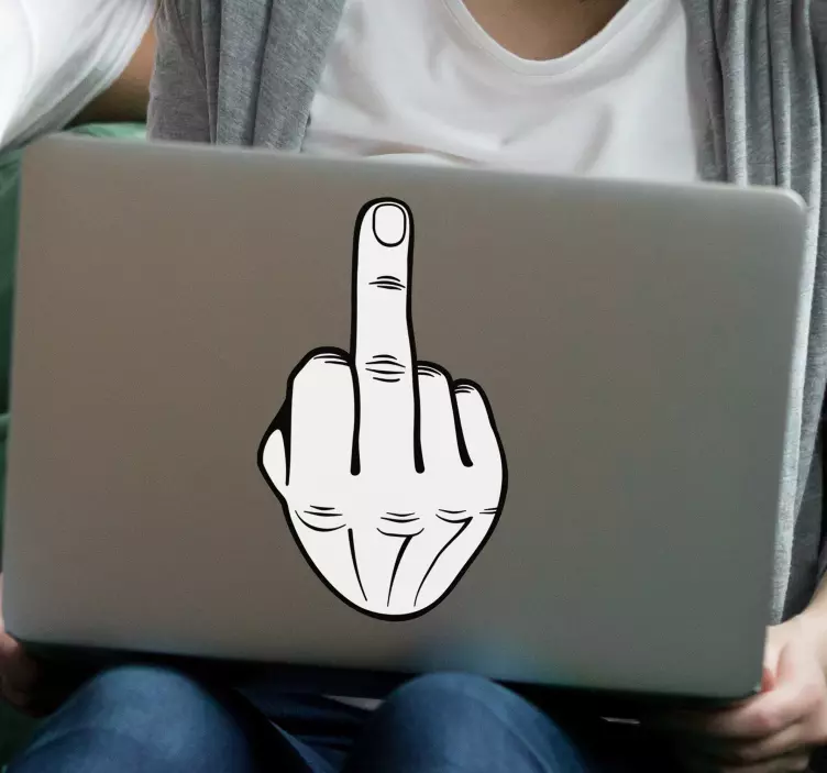 Laptop Aufkleber Mittelfinger weiß - TenStickers