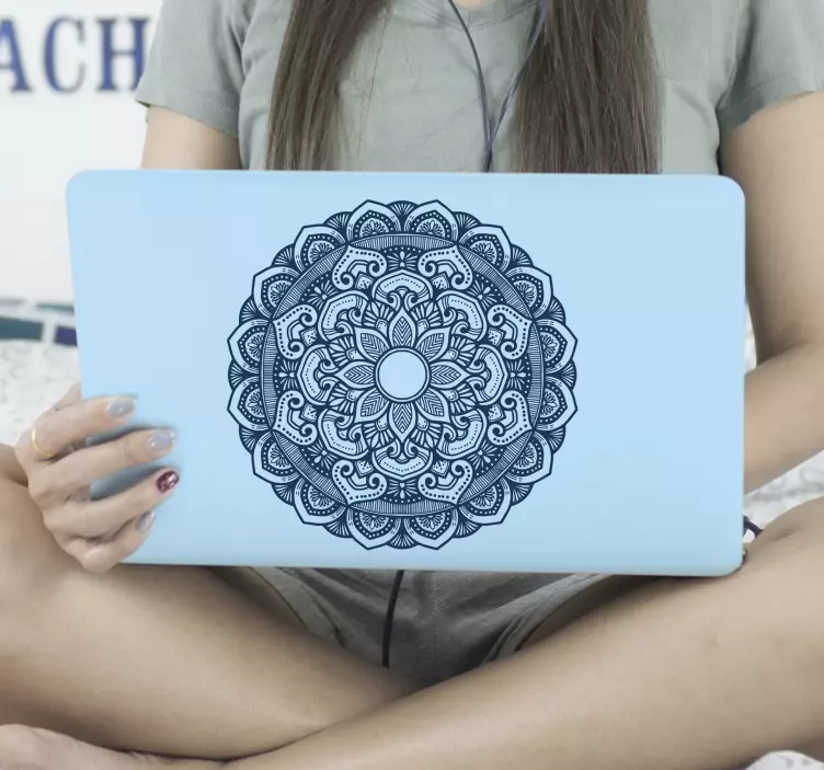 Laptop Aufkleber Vorlage mit blauem mandala - TenStickers