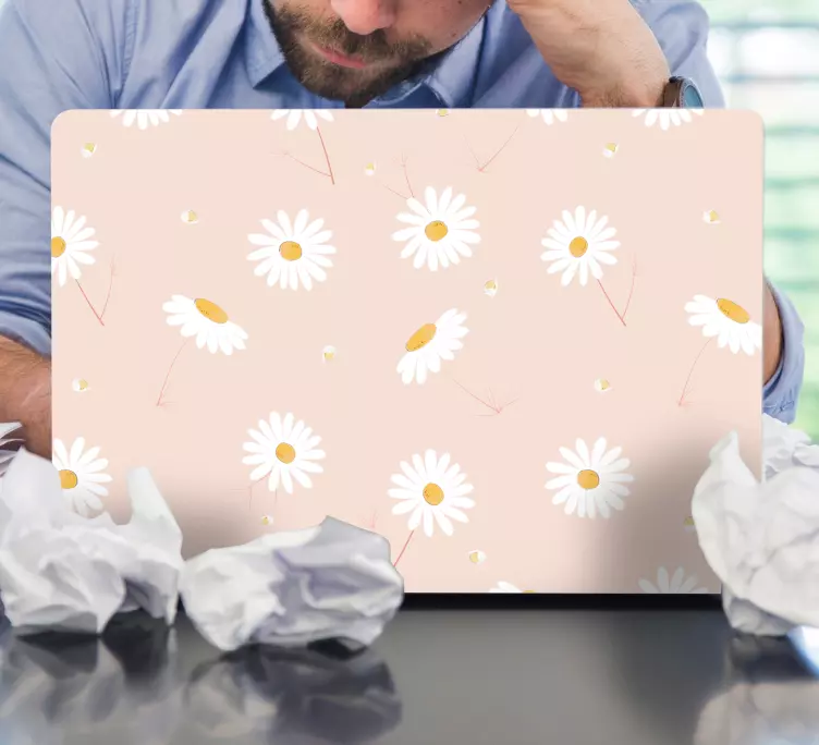 Laptop Aufkleber Weiße gänseblümchenblumen - TenStickers
