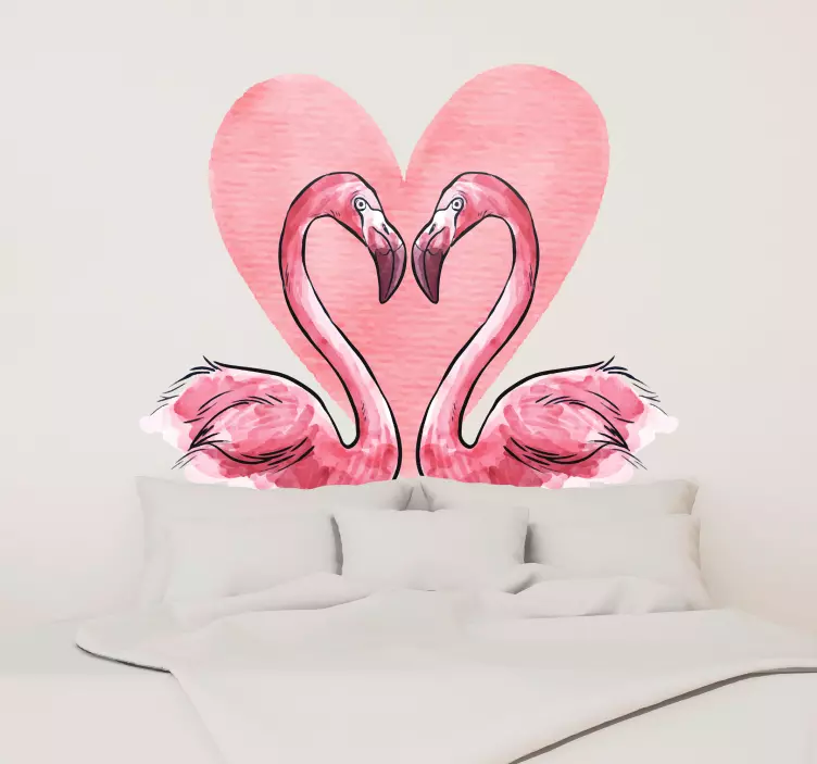 Origineller Aufkleber Flamingo Herz Liebe Love - TenStickers