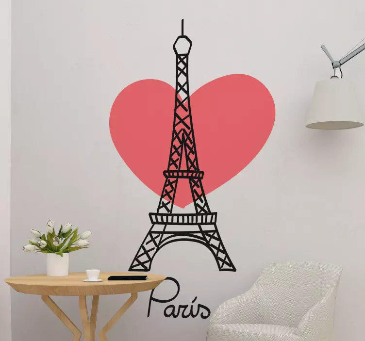 Wandtattoo Paris Eiffelturm mit kleinem herzen - TenStickers