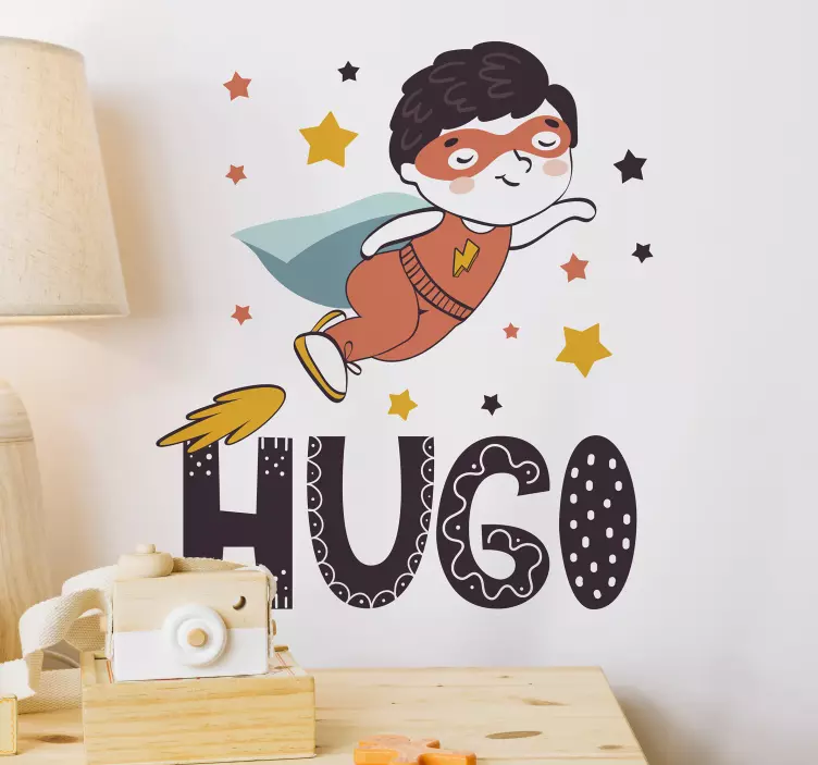 Anpassbarer superheldenaufkleber mit namen - TenStickers