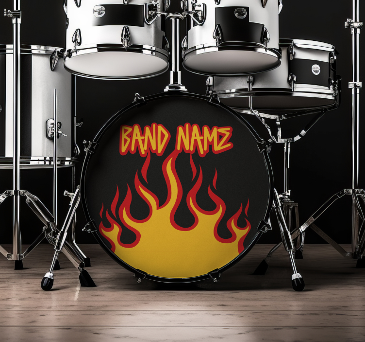Personalisierter Aufkleber flammen-bassdrumfell - TenStickers