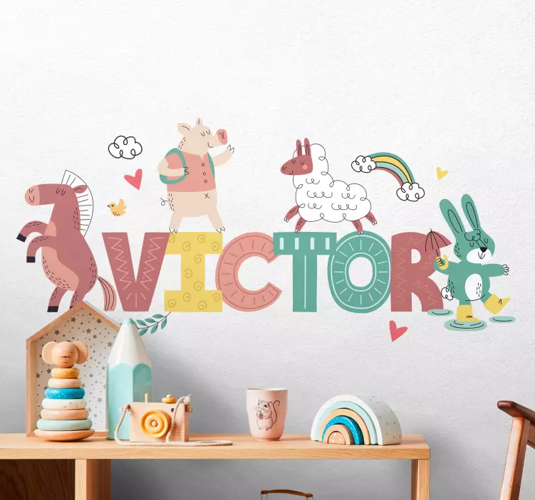 Personalisierter Aufkleber Nutztiere mit anpassbarem Namen - TenStickers