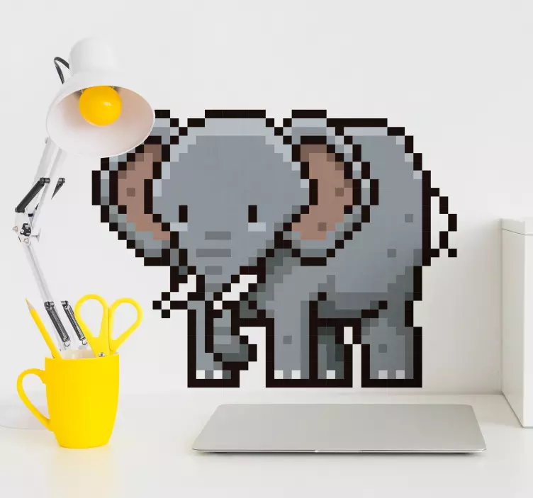 Pixel Elefant Tier Wandtattoo - TenStickers