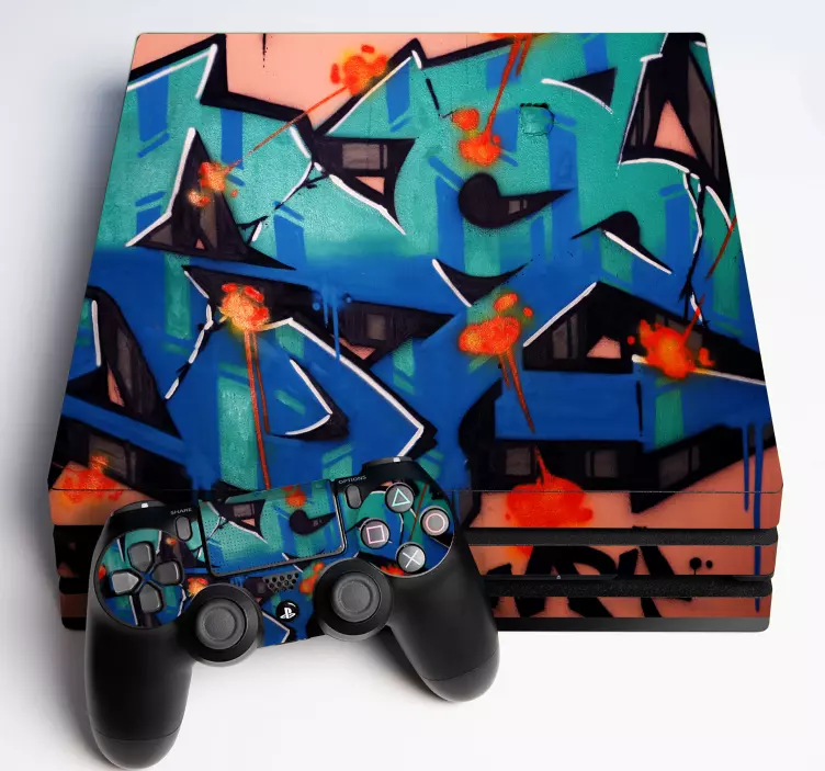 Ps4 skin mit lebhaftem graffiti-muster - TenStickers