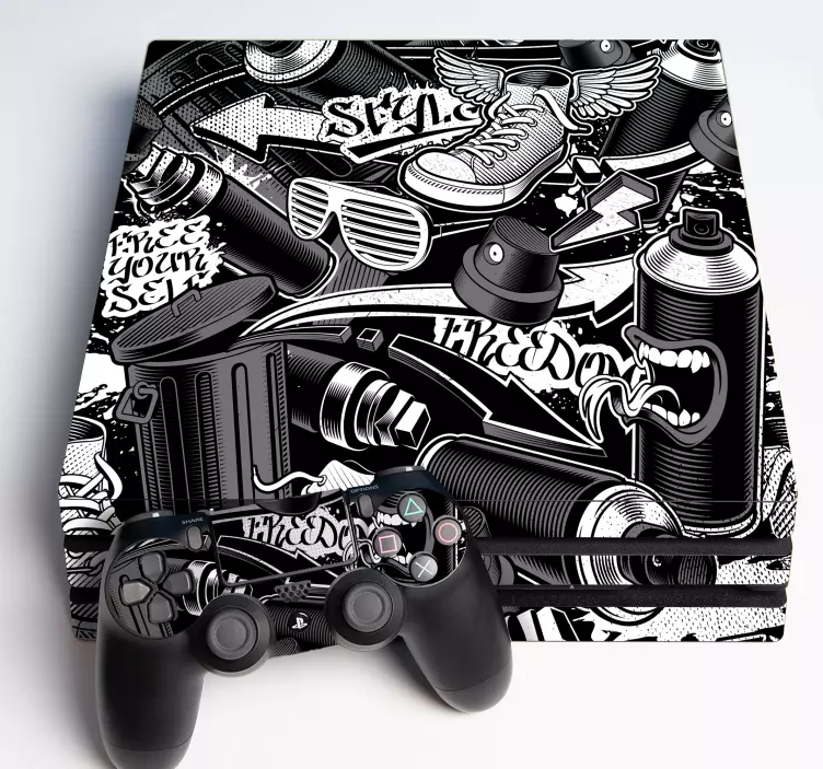 PS4 Aufkleber Retro-graffiti - TenStickers