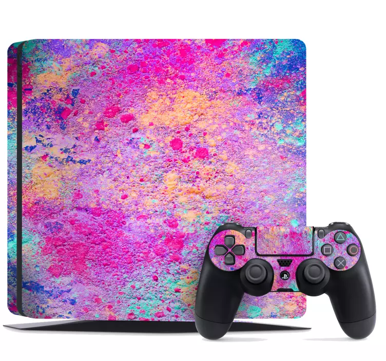 PS4 Aufkleber Spritzer lila und pink - TenStickers