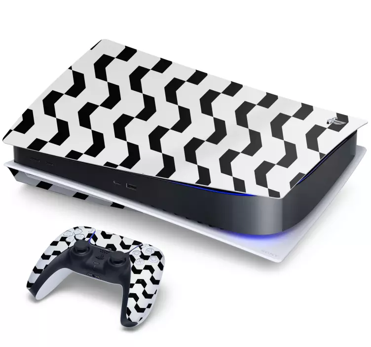PS4 Aufkleber Schwarzweiss-chevron - TenStickers