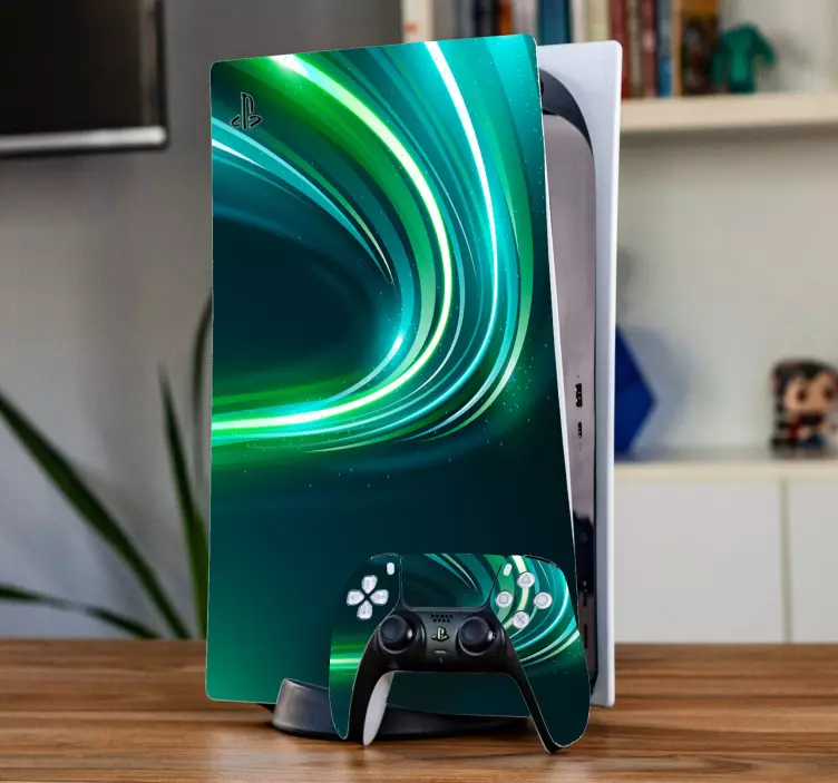 PS5 Aufkleber Cyber grünes Neonlicht - TenStickers