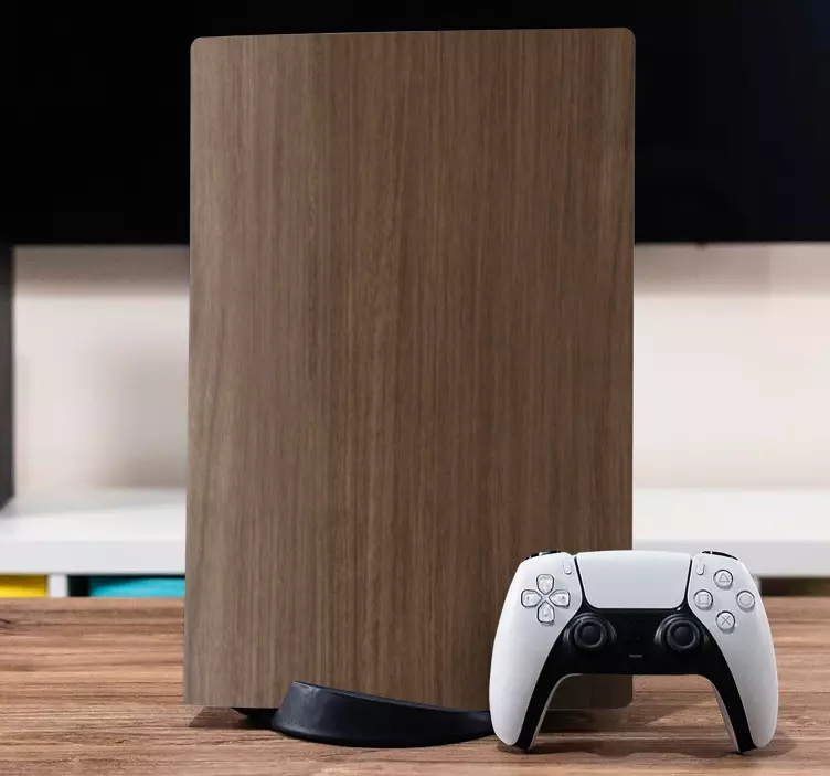 PS5 Aufkleber Dunkle holzstruktur - TenStickers