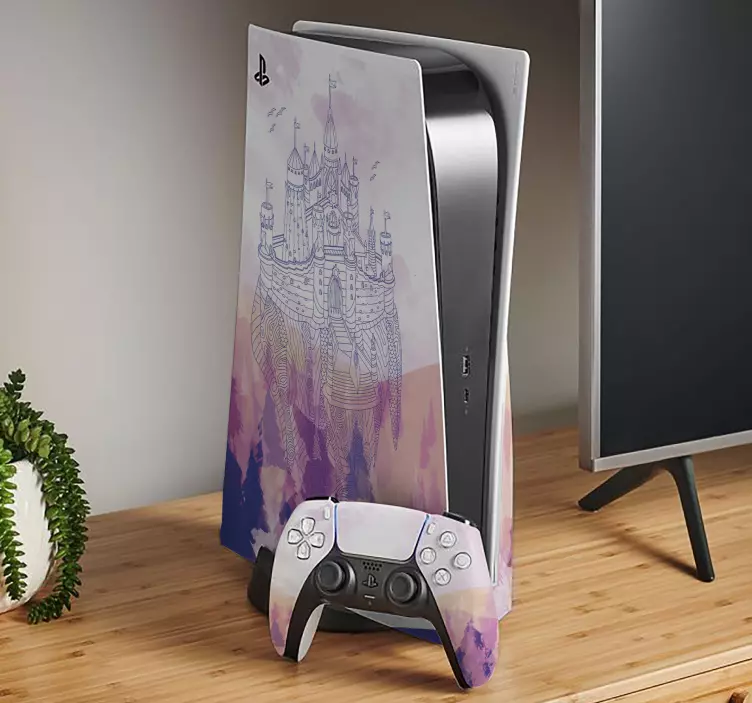 PS5 Aufkleber Farbmalerei schloss - TenStickers